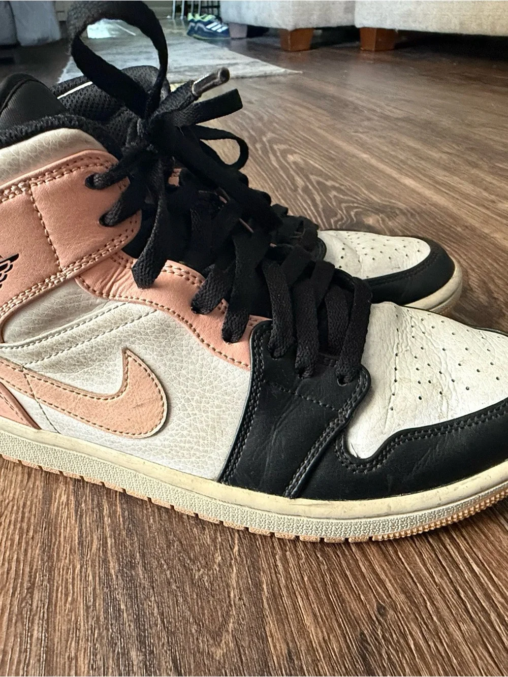 Nike Air Jordan Women's High-Top Sneakers in Pink, Black & White